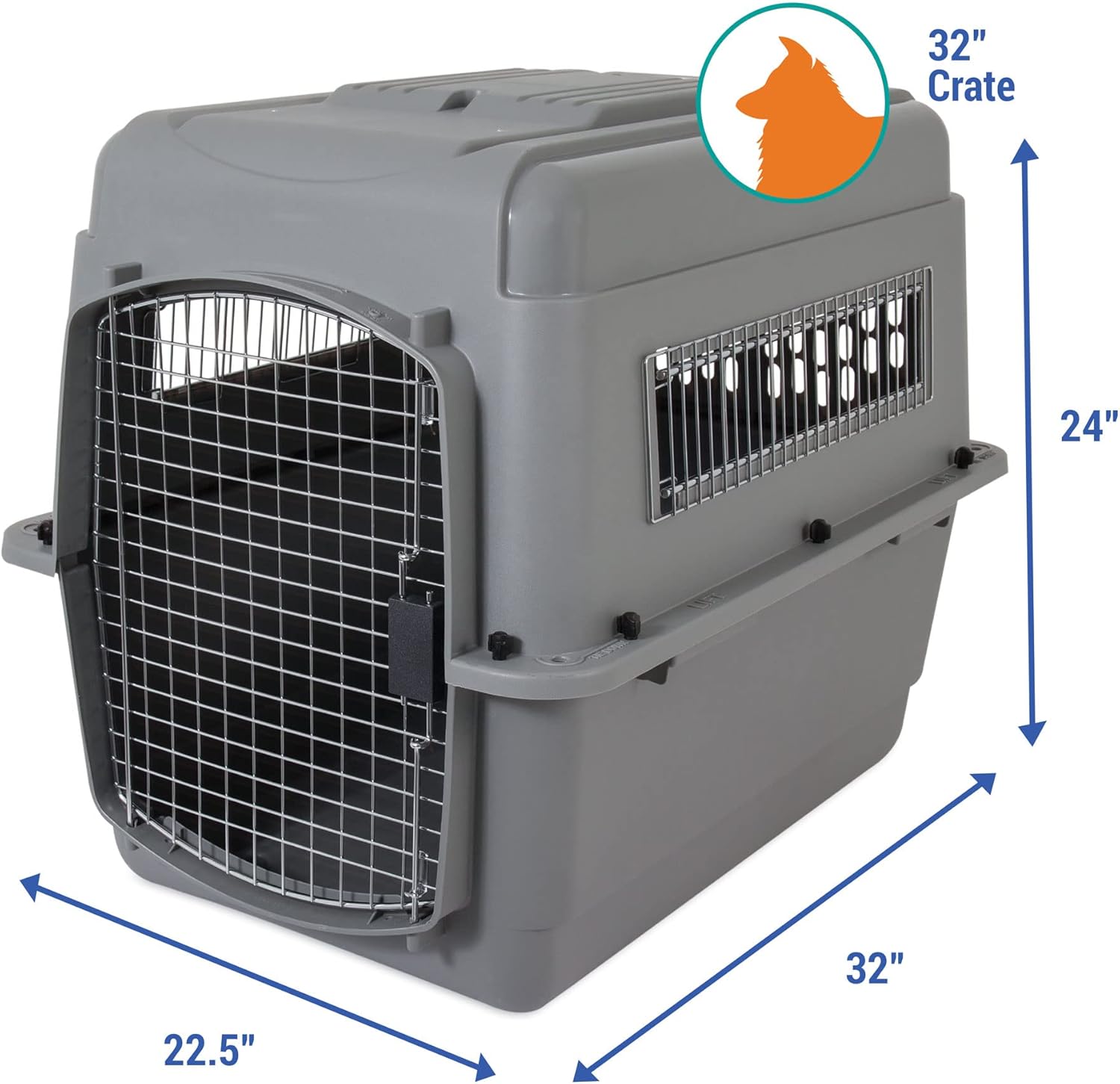 PETMATE SKY KENNEL 32" 30-50lbs ~ GRAY (IATA APPROVED)